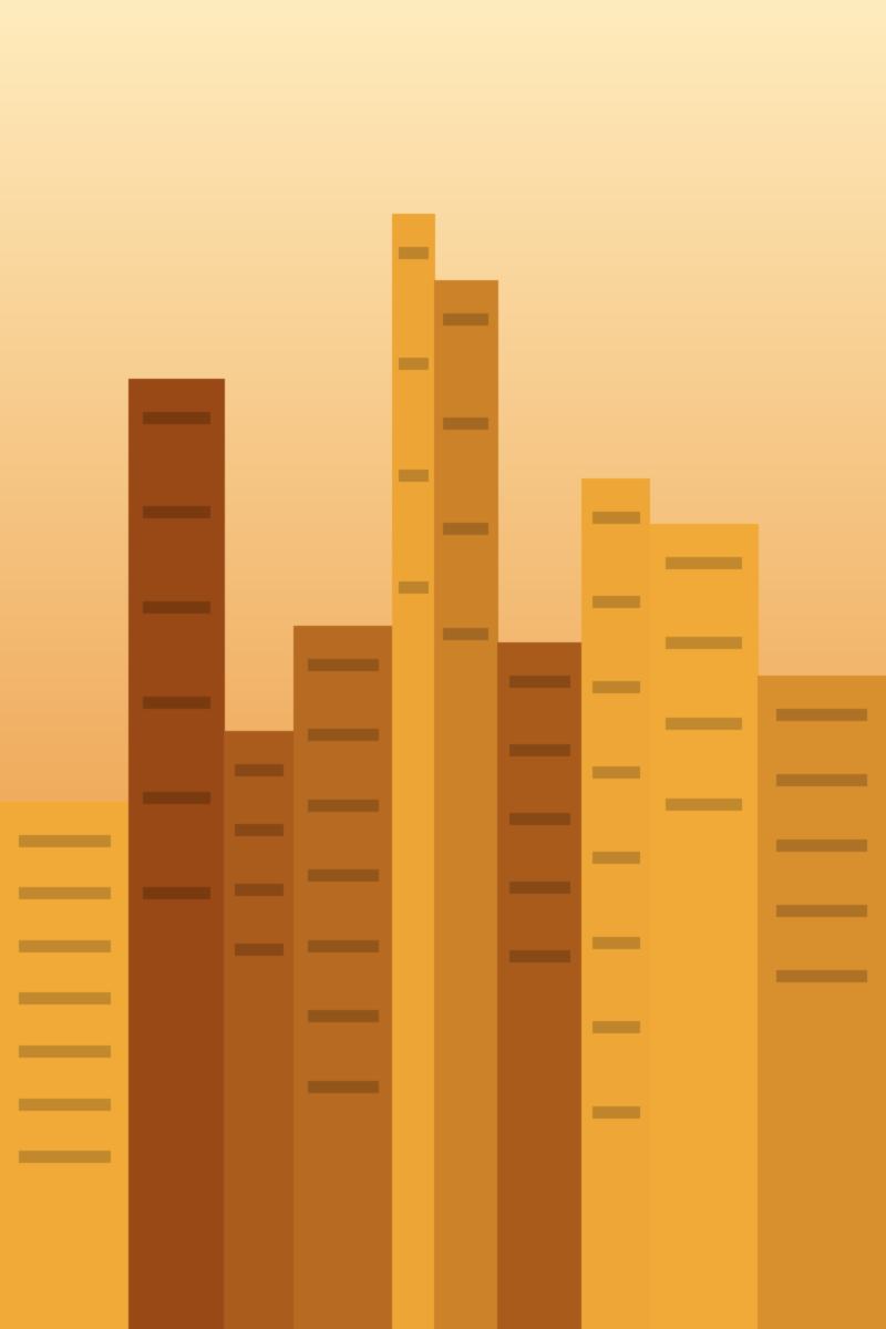 Generated abstract artwork, amber stack: bars pattern in amber tones