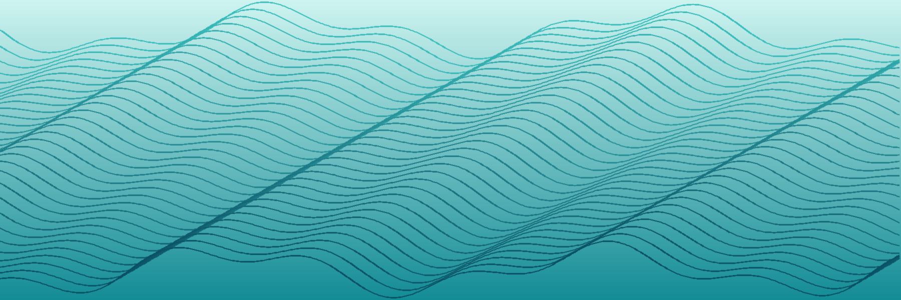 Generated abstract artwork, long tide: waves pattern in aqua tones